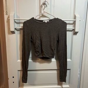 SHEIN Gray Fitted Long Sleeve Crop Top